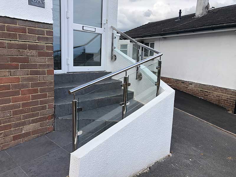 steel handrail leading to door